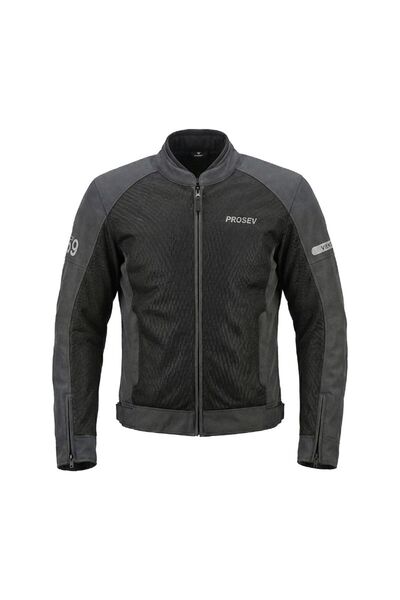 Prosev Dacron Motosiklet Montu Yazlık Fileli Dayanıklı File Motorcu Mont Grey