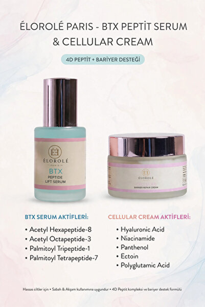 ELOROLE BTX Peptide Peptit Lifting Serum 30ml + Ceramide Seramid Barrier Crea...