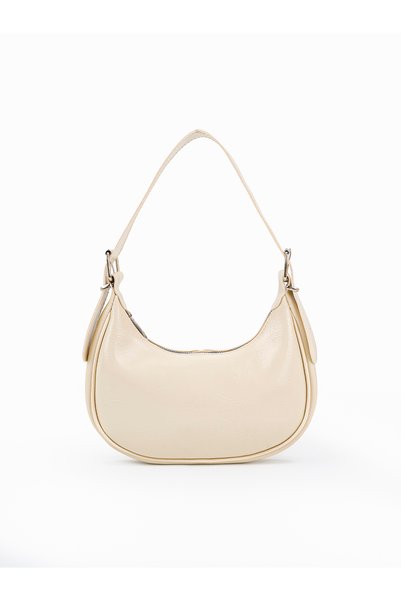 Morlex Women's Cream Soft Wrinkled Leather Shoulder Bag