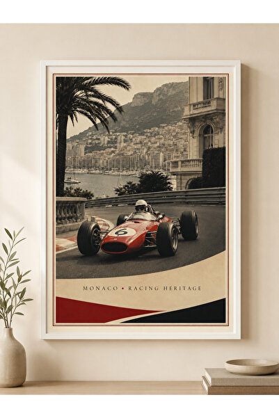 Miutic Print Studio Tablou decorativ auto Classic Racing Monaco 1970, înrămat