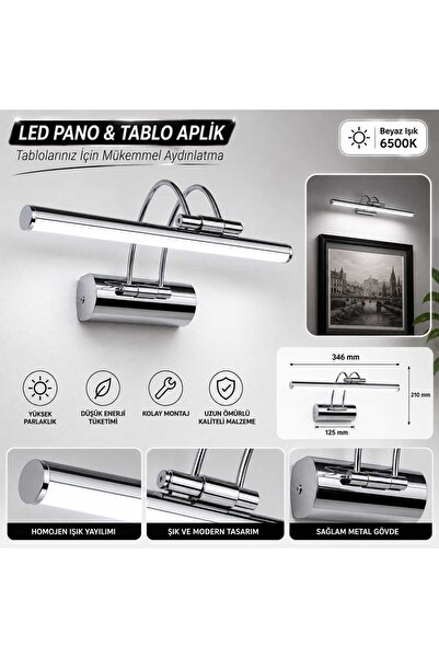 SenaHomeDesing 35 Cm Siyah Kasa Beyaz Işık Elektrikli Banyo Ayna Tablo Aydınl...