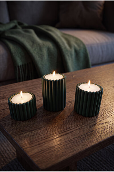 Perla Tealight Mumluk Seti 3'lü Dekoratif Mum Standı 3-4-6 cm