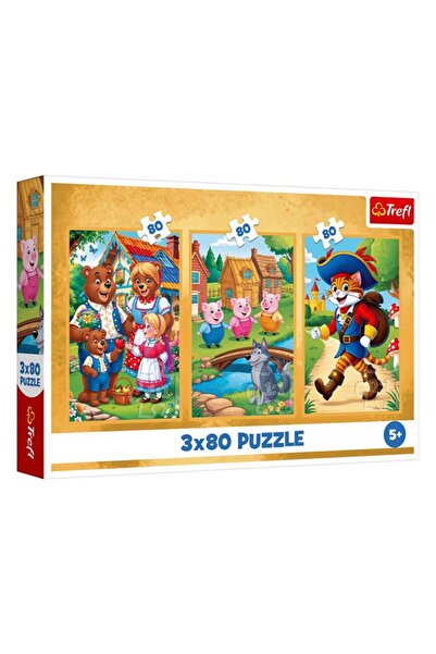 BAMI NETWORK Puzzle Povesti Clasice 3 in 1 pentru Copii 80 Piese, Trefl