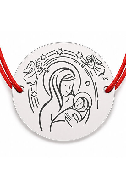 Simoshop Brățară argint 925 cu bănuț mama cu pruncul înconjurată de îngeri, ș...