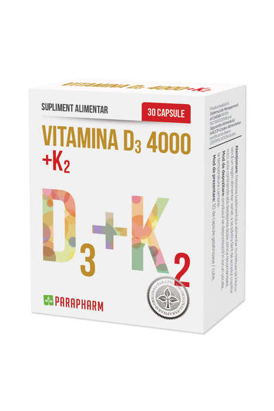 Parapharm Vitamina D3 4000ui + K2, 30cps