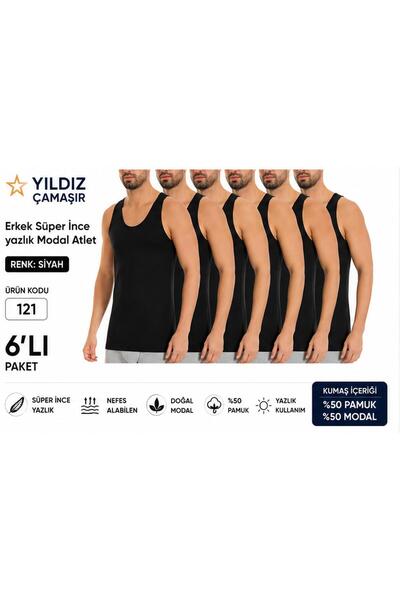 Yıldız Çamaşır Men's Summer Super Thin Modal Undershirts (120-121) - 6 Pieces