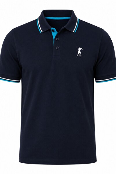 Boxeur Des Rues Ανδρικό Πόλο από Βαμβάκι Πικέ, Σκούρο Ναυτικό Μπλε, με Τυρκου...