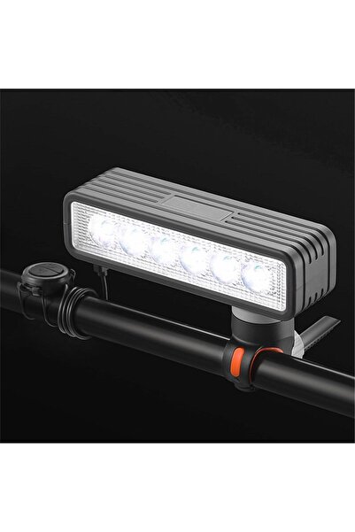 Morvena Picks Far de bicicletă cu claxon, 6 LED-uri, claxon controlat prin te...