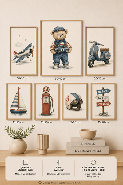 UNT 7-Piece Frame-Looking Modern Painting Set |   Vintage Children's Room |  ...