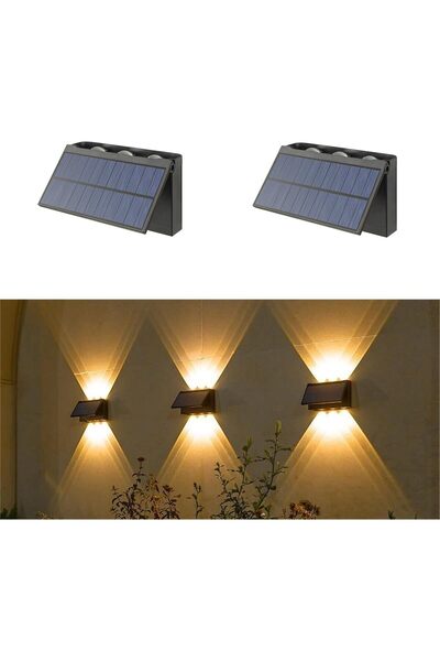STARSTAR 2-Pack Solar Wall Lights, Modern Nordic 6-LED Outdoor Sunlight Senso...