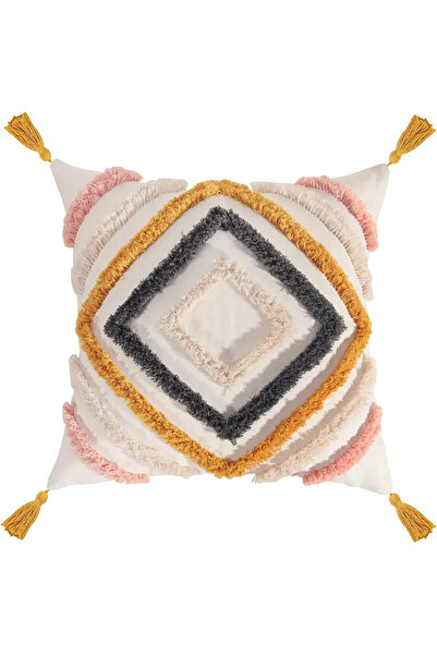STARSTAR Bohemian style beige decorative cotton cushions with tufted fleece a...