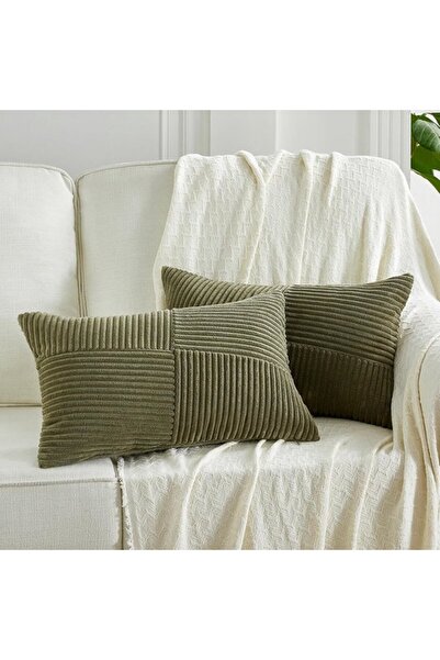 STARSTAR Two-piece olive green bohemian-style decorative cushion cover set, s...