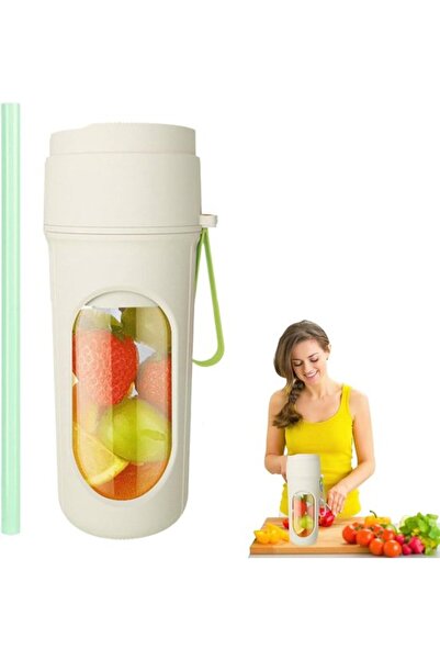 STARSTAR Cordless Electric Juicer Mini Blender USB 450ml 12-Blade Green