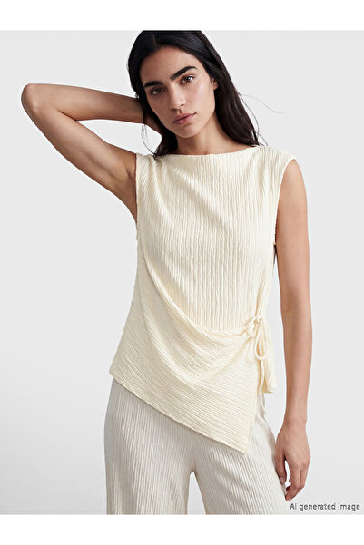 LC Waikiki Slash Neck Ruched Blouse