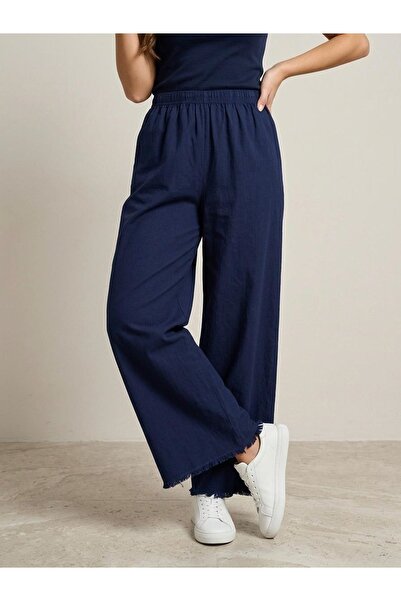 Foremia Washed Tassel Trousers-Navy Blue