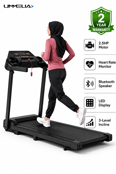 Ummelia Advanced 2.5HP Electric Treadmill for Home with Bluetooth Speaker & H...