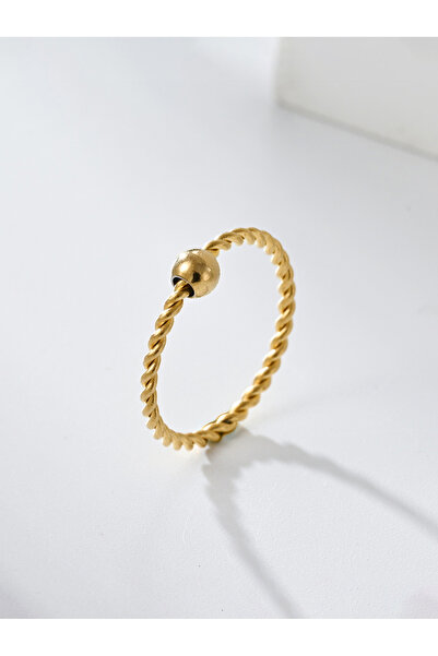 Take Two By Styli Gold Twisted Ring with Bead