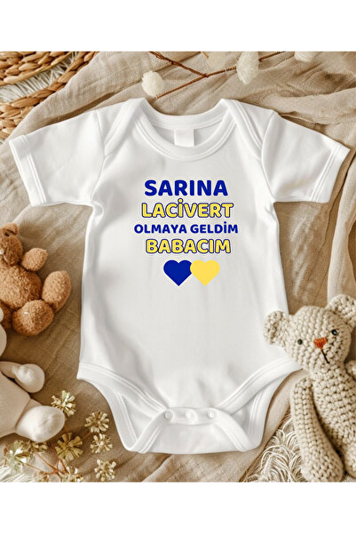 lupi Sarı Lacivert Taraftar Baba Yazılı Bebek Zıbın