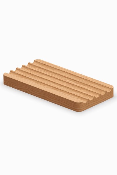 Woodsaka Wooden Pen Organizer |   Solid Oak Horizontal Desktop Pen Holder |