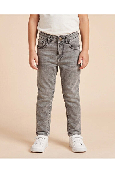 REDTAG Boys Grey Plain Denim Jeans