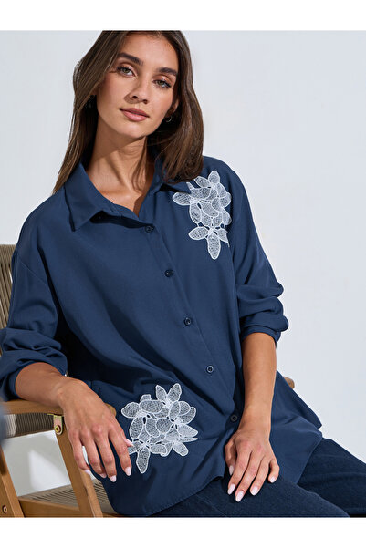 Styli Blue Embroidered Long Sleeves Shirt