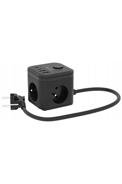 NO BRAND Cub de alimentare KERG cu 3 prize + încărcător USB-A+USB-C 1.5m 3×1....
