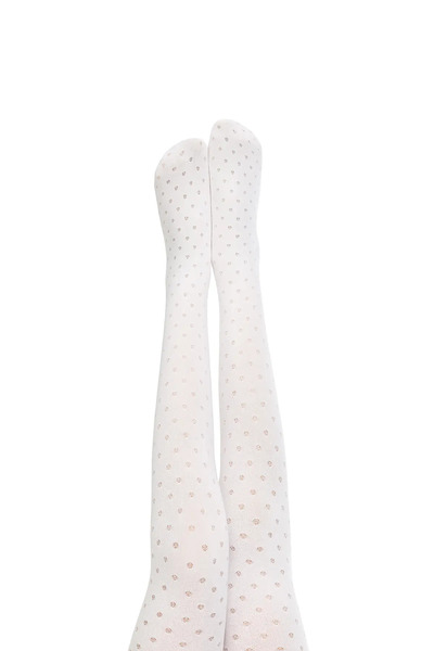 Penti Girl's White Mini Dotted Polka Dot Mousse Pantyhose