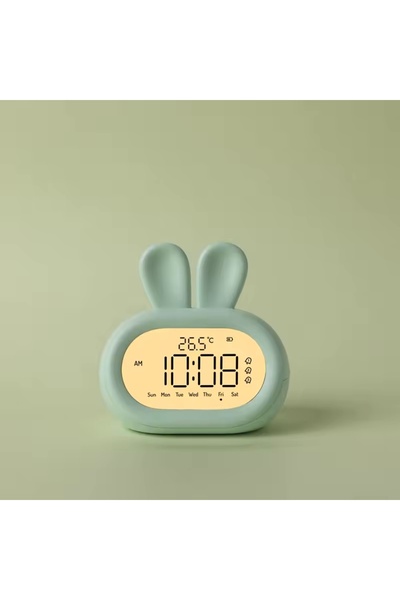 ecolight Lampă cu ceas deșteptător electronic MARY'S, cu iepure verde, USB 20731