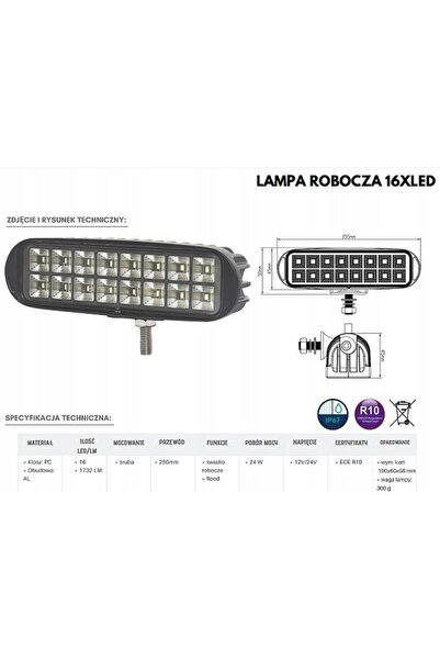NO BRAND 16XLED 12V 24V 1732LM 24W LAMPĂ DE LUCRU HALOGEN PROIECTOR OVAL