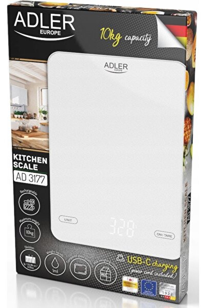 adler Cântar electronic de bucătărie, cu o capacitate de până la 10 kg, reînc...