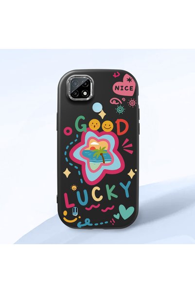 Hontinga Realme C21 Compatible Case Camera Protector Black Silicone Couple Ph...