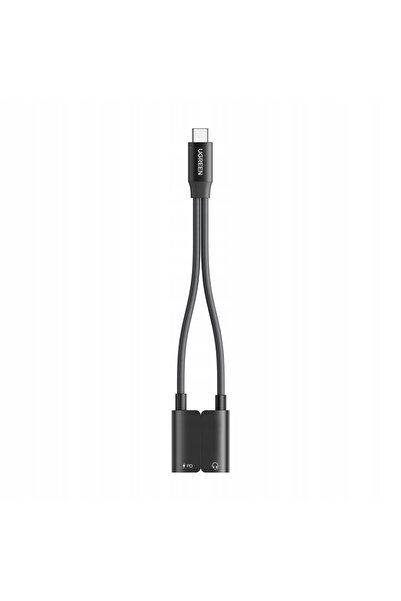 Ugreen Adaptor 2-în-1 USB-C la 2xUSB-C pentru audio și încărcare - Negru