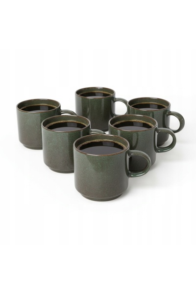 NO BRAND SET DE CEAȘȚI PENTRU CAFEA ȘI CEAI, 6 BUCĂȚI VERDE ÎNCHIS MAT 350 ML...