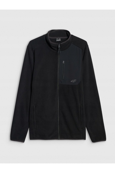 4F Fleece pentru bărbați 4FWAW25TFLEM414 negru mărimea XL