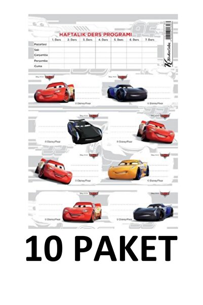 Keskin 10 Pack Race Car School Schedule Planner with 3 Pages and 24 Tabs