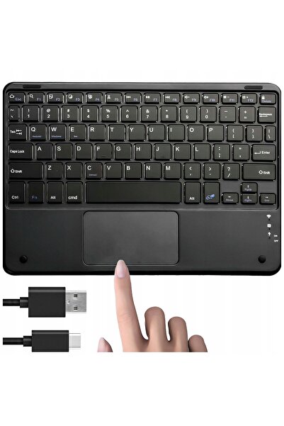 ALOGY Tastatură Bluetooth fără fir cu touchpad USB-C silențioasă subțire neagră