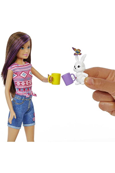 Barbie Set de camping SKIPPER LALKA și Iepure + Accesorii HDF71