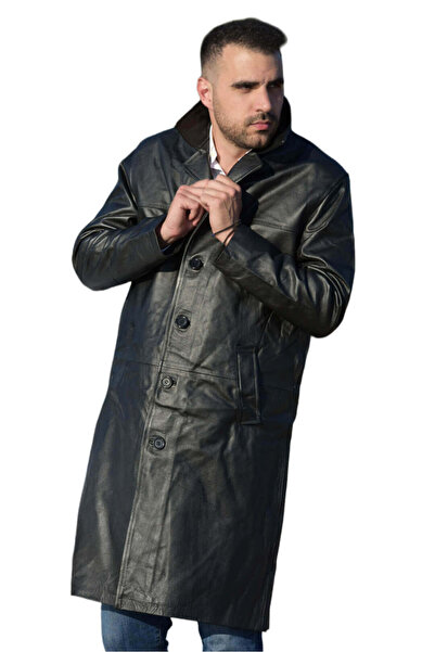 THEODOROU LEATHERS ΜΑΥΡΟ ΑΝΔΡΙΚΟ ΔΕΡΜΑΤΙΝΟ ΗΜΙΠΑΛΤΟ TLM0048