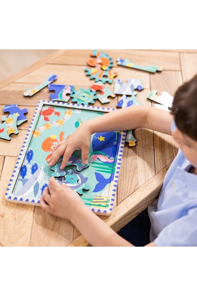 Melissa & Doug Puzzle din lemn cu angrenaje Lumea subacvatică Melisa & Doug