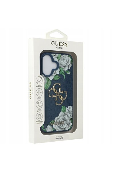 NO BRAND Husă Guess pentru iPhone 16 cu design floral din piele ecologică, hu...