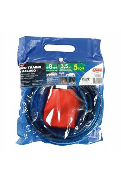 NO BRAND 3,5m/8mm/5t LAMPA frânghie de oțel albastră rezistentă pentru tracta...