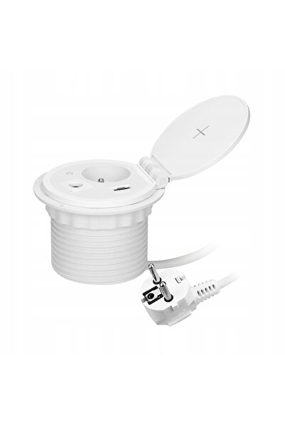 Orno Priză de mobilier OR-GM-9015/W Încărcător inductiv 1x2P+Z 2xUSB Alb