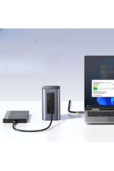 Baseus Air Spacemate 12-în-1 USB-C HDMI 4K RJ45 Stație de andocare Gri