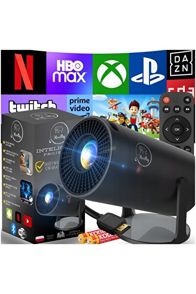 NO BRAND Proiector Flipper Android TV WiFi Mini 4K Portabil Smart Negru Rotativ
