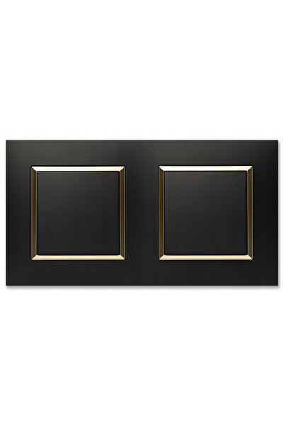 NO BRAND 2x Întrerupător simplu cu ramă dublă Ospel Aria Negru / Auriu