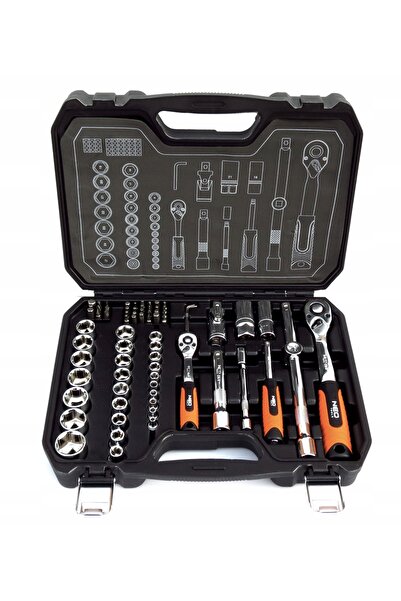 NEO Tools Set de scule 73 piese, chei tubulare 1/2 " și 1/4 " Valiză Oțel CrV