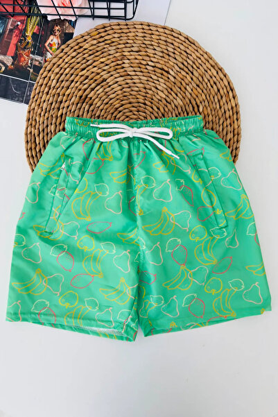 Minigimin Cicileri Fruit Printed Boys' Swim Shorts - Green
