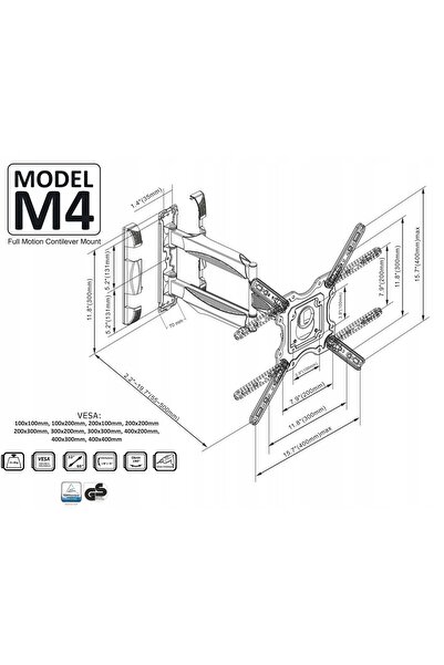 NO BRAND Suport TV rotativ 26-63 inch universal maxim. CAPACITATE DE SERTARIZ...