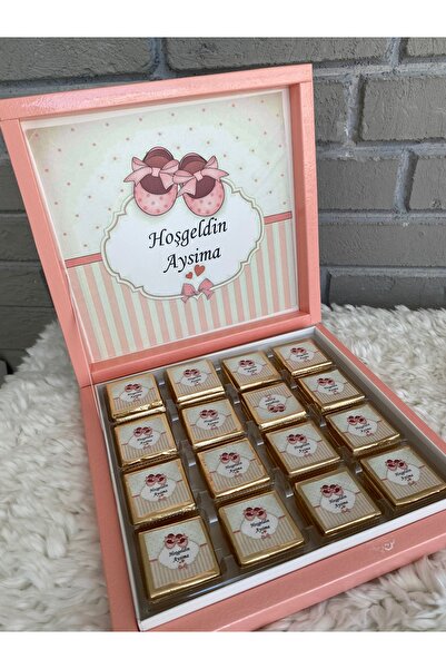 NeşeliAtölyem 32 adet Karton Kutu Baskılı Bebek Çikolata