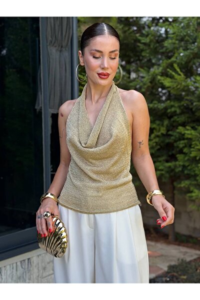 YK FASHION Degaje Yaka Gold Bluz